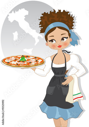 Ragazza con Pizza con Spazio per Testo