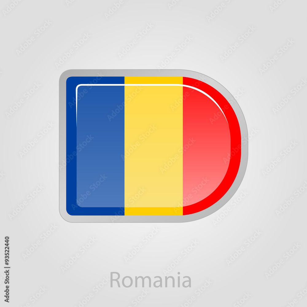 Fototapeta premium Romanian flag button, vector illustration