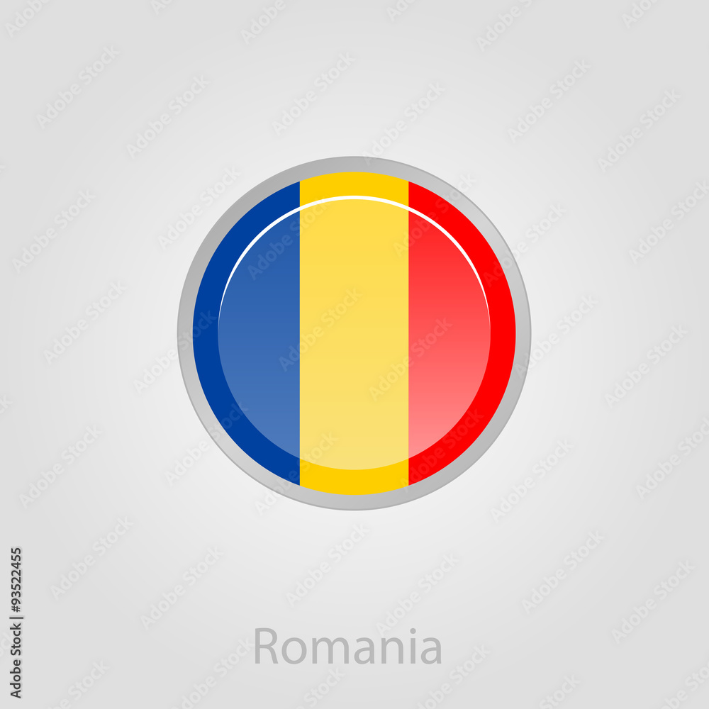 Fototapeta premium Romanian flag button, vector illustration