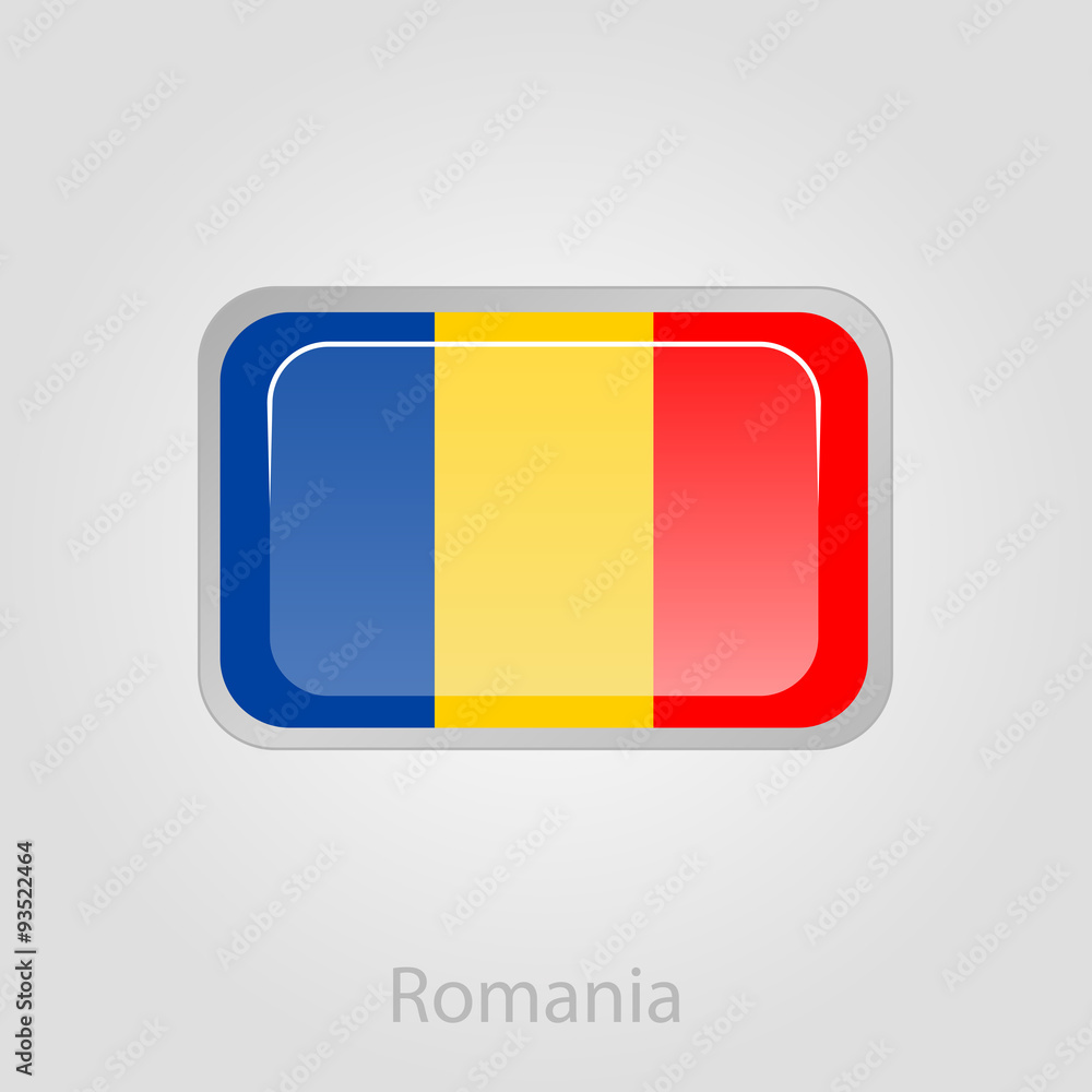 Fototapeta premium Romanian flag button, vector illustration