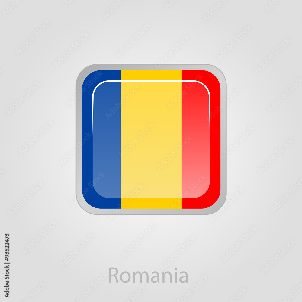 Fototapeta premium Romanian flag button, vector illustration