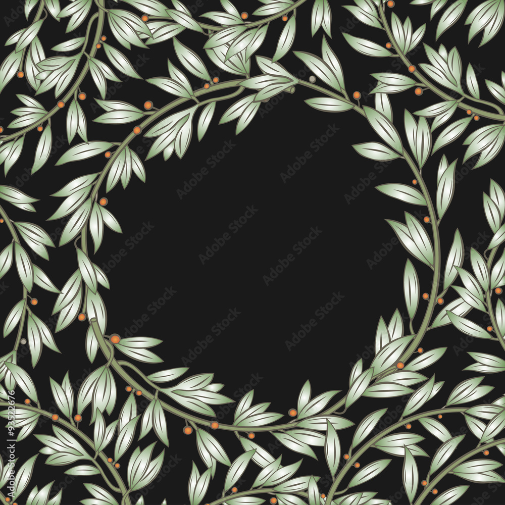 Naklejka premium Frame 3. Classical frame from vegetative elements.