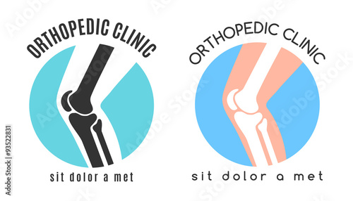 Knee joint bones vector logo for orthopedic clinics and