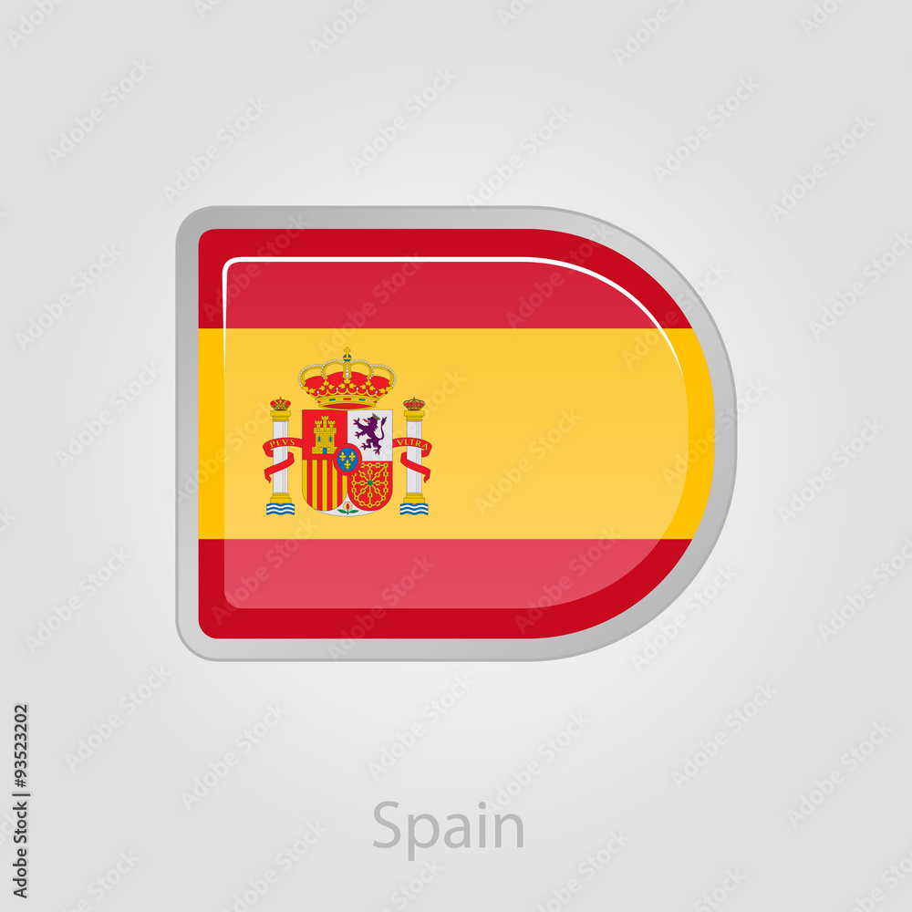 Spanish flag button, vector illustration