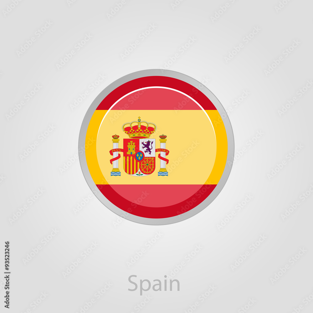 Spanish flag button, vector illustration