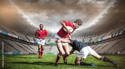 Obraz na plátně Composite image of rugby stadium
