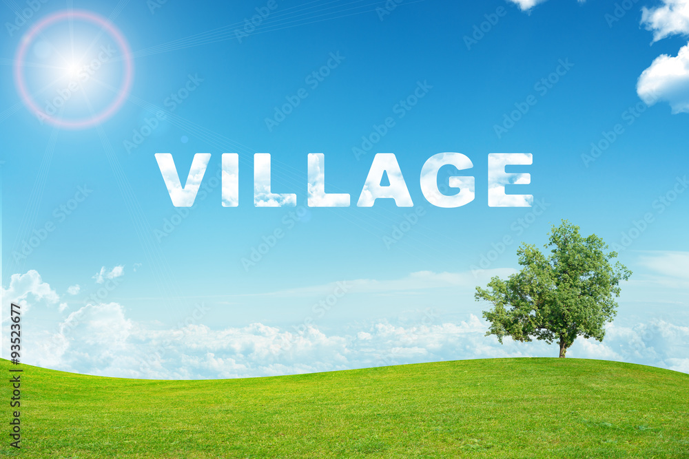 Landscape with village word