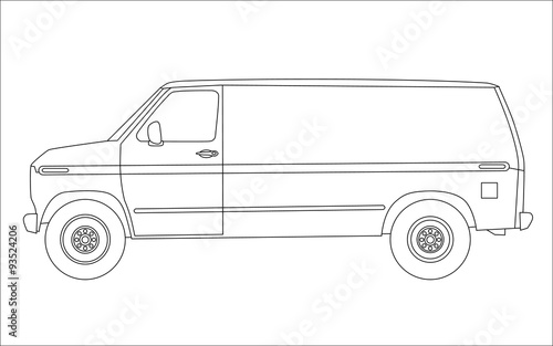 Van silhouette on white background. Vector.