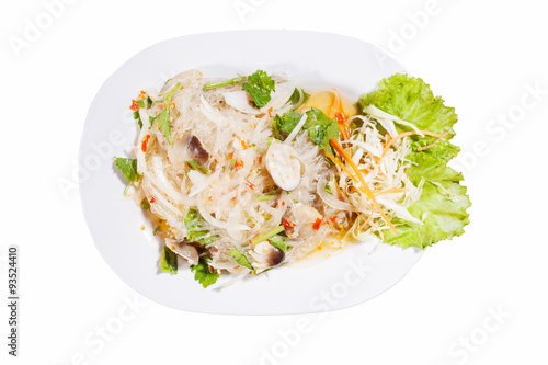 spicy noodle salad, spicy vermicelli salad (yum woon sen)