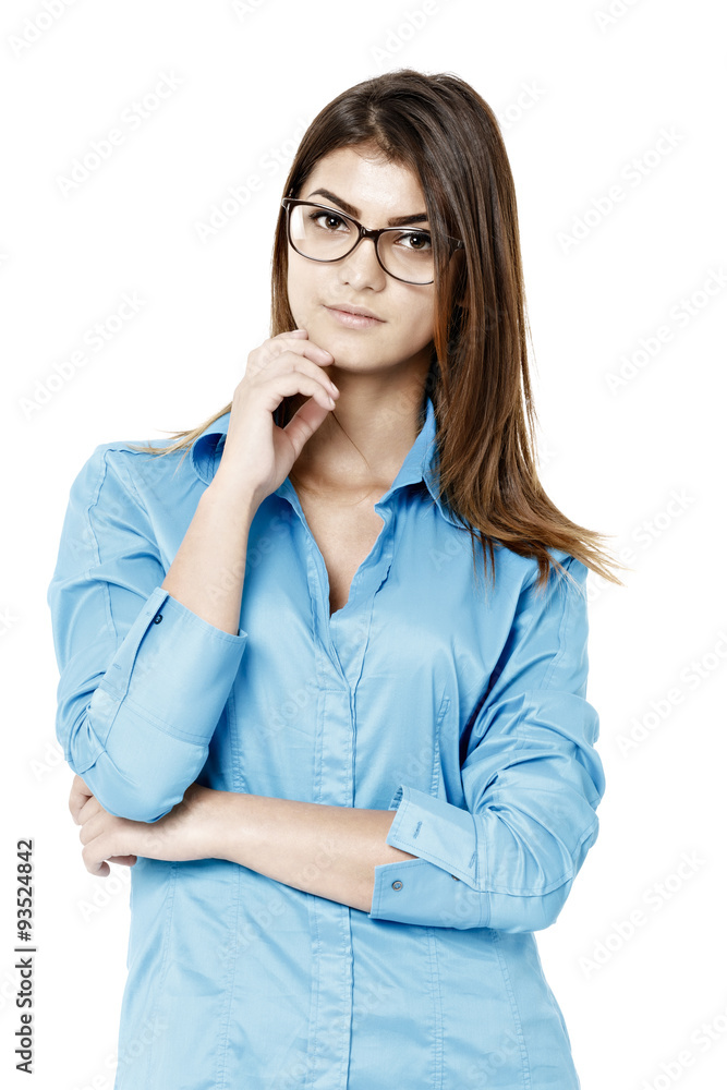 young caucasian business woman. Isolated on white background young caucasian business woman. Isolated on white background