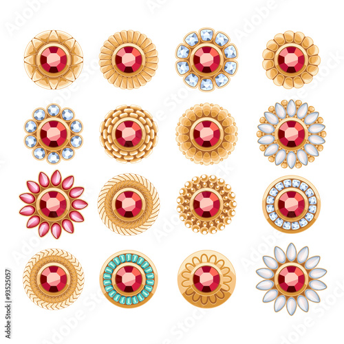 Elegant gemstones vector jewelry decorations set.