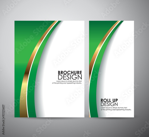 Brochure business green modern wave design template or roll up. Vector Illustration 