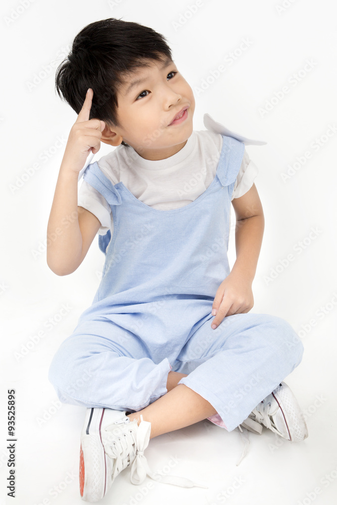 Portrait of happy asian boy is thinking Portrait of happy asian boy is thinking