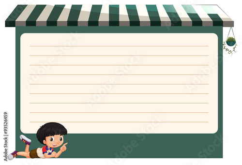 Line paper design with little boy