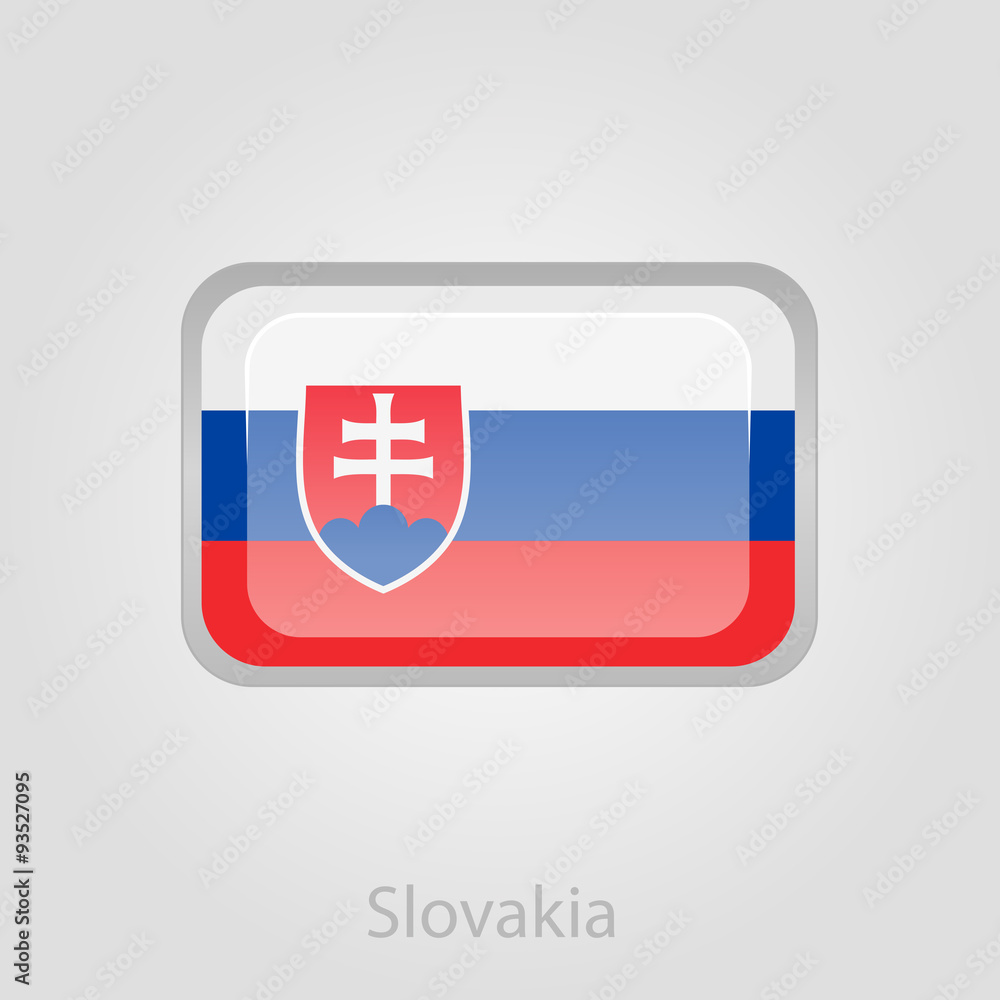Slovakia flag button, vector illustration