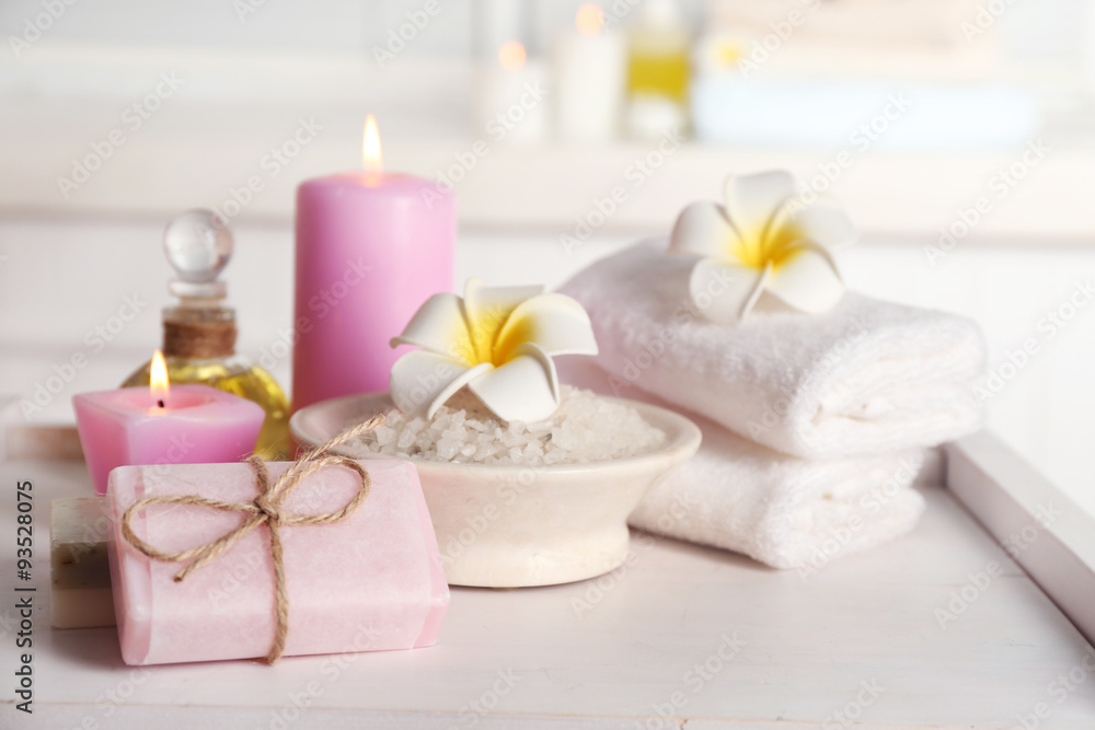 Spa treatments on light background