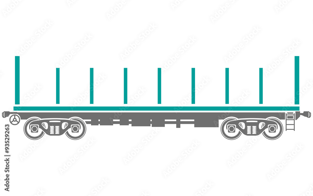 Obraz premium Open platform Railway freight car - Vector