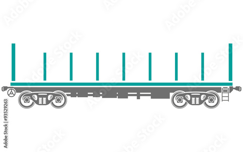 Open platform Railway freight car - Vector