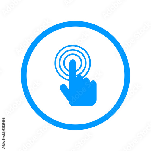Sign emblem vector illustration. Hand with touching a button or pointing finger.