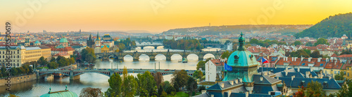 Photography Aerial view of cityscape of Prague, Czech Republic.