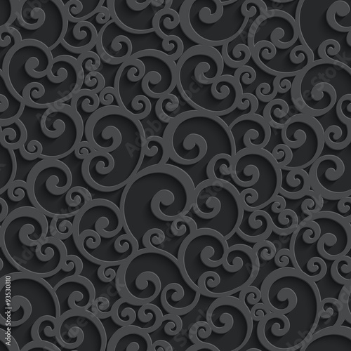 Vector Black 3d Swirl Seamless Pattern
