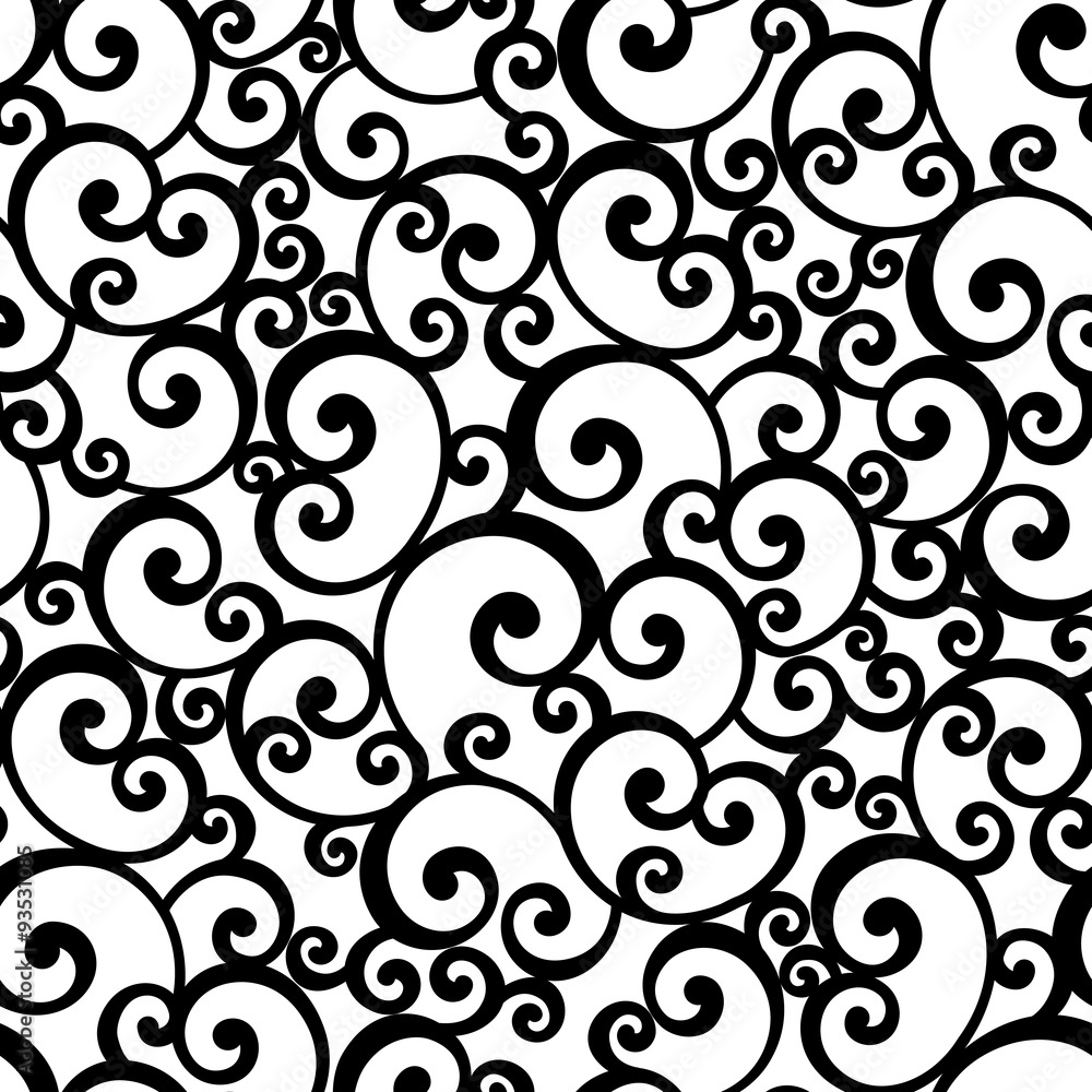 Black and White Swirl Seamless Pattern