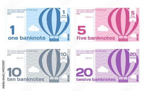 Vector Abstract Cute Color Banknotes Set