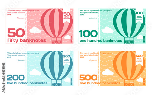 Vector Abstract Cute Color Banknotes Set
