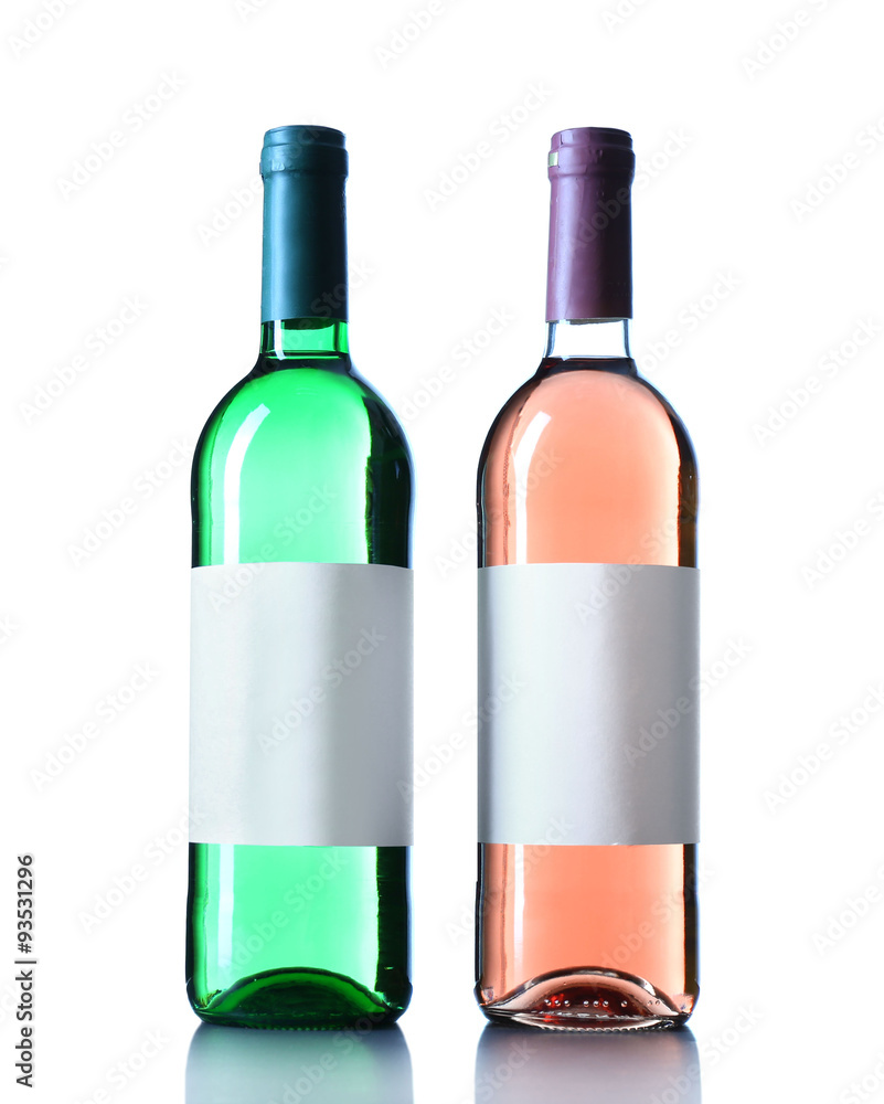 two wine bottles on light background two wine bottles on light background