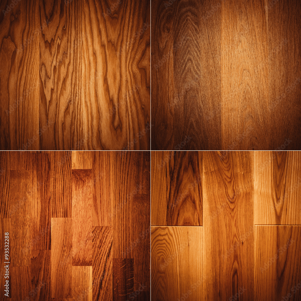 Fototapeta premium Set of four wooden textures background patterns