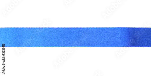 Blue satin ribbon isolated on white