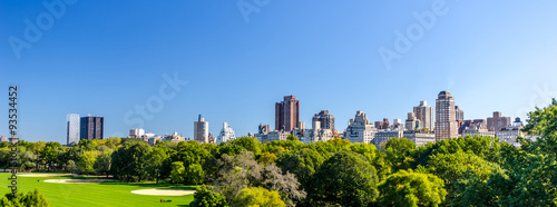 central park view to manhattan with park at sunny day, NewYork City, USA