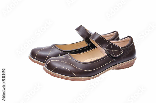 Woman leather shoes isolated over white background