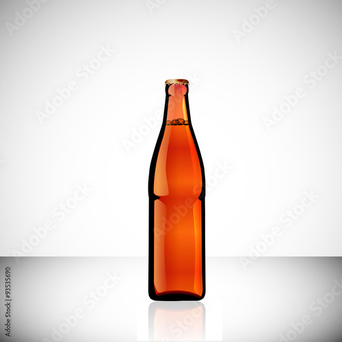 Realistic bottles of beer, ale, cola and other