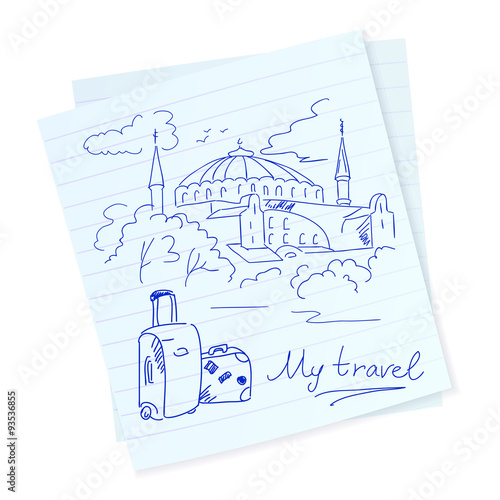 Travel sketch on paper, Turkey