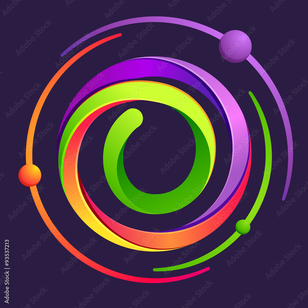 O letter logo with atoms orbits. O letter logo with atoms orbits.