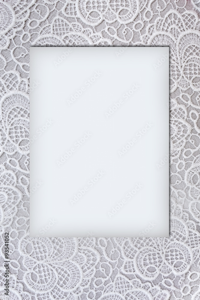 White lace background closeup with copy space
