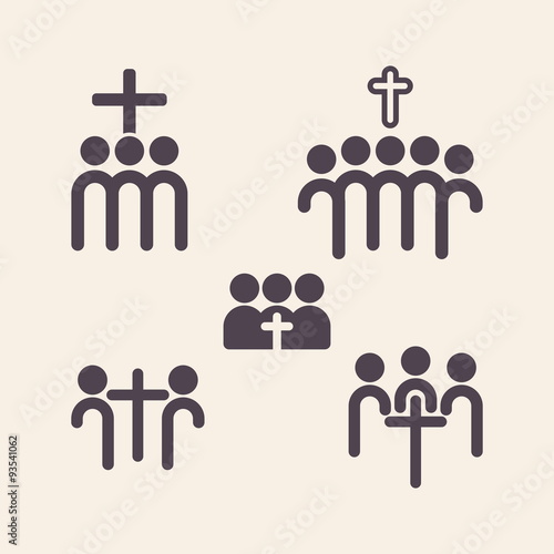 Set of church logo. Christian fellowship icon