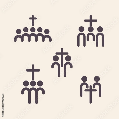 Set of church logo. Christian fellowship icon