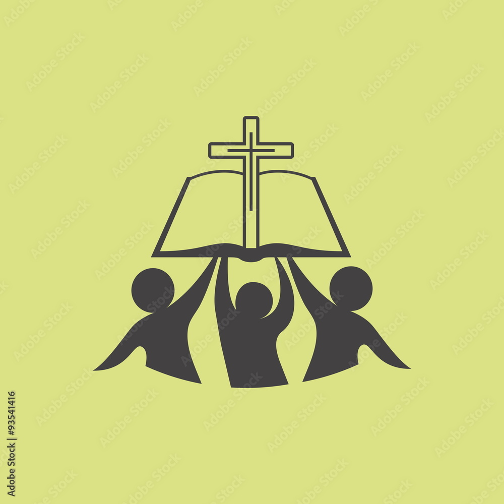 Church Logo Membership Bible Fellowship People Silhouettes Cross Globe Icon Symbol Stock Vector Adobe Stock