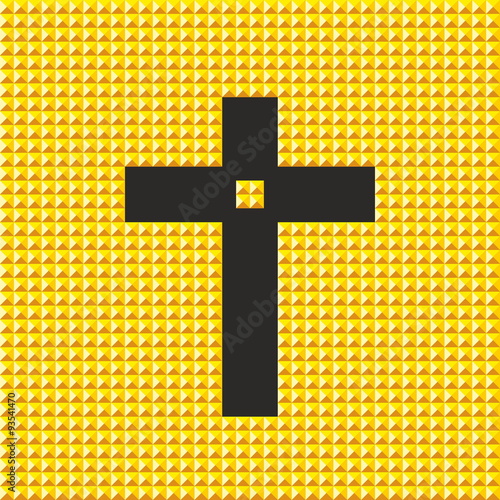 Church logo. Yellow, cross, silhouette, textured