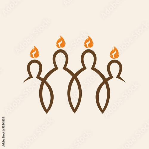 Church logo. Flames over people, Pentecost
