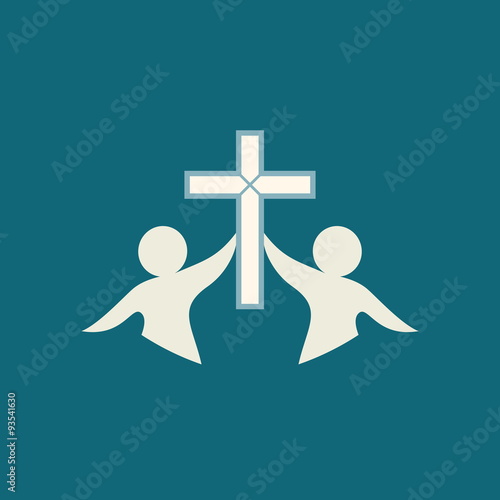 Church logo. Silhouettes of people holding up a cross