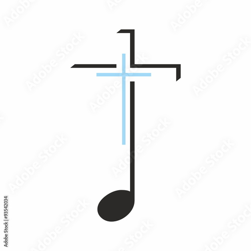 Church logo. Cross on a music note