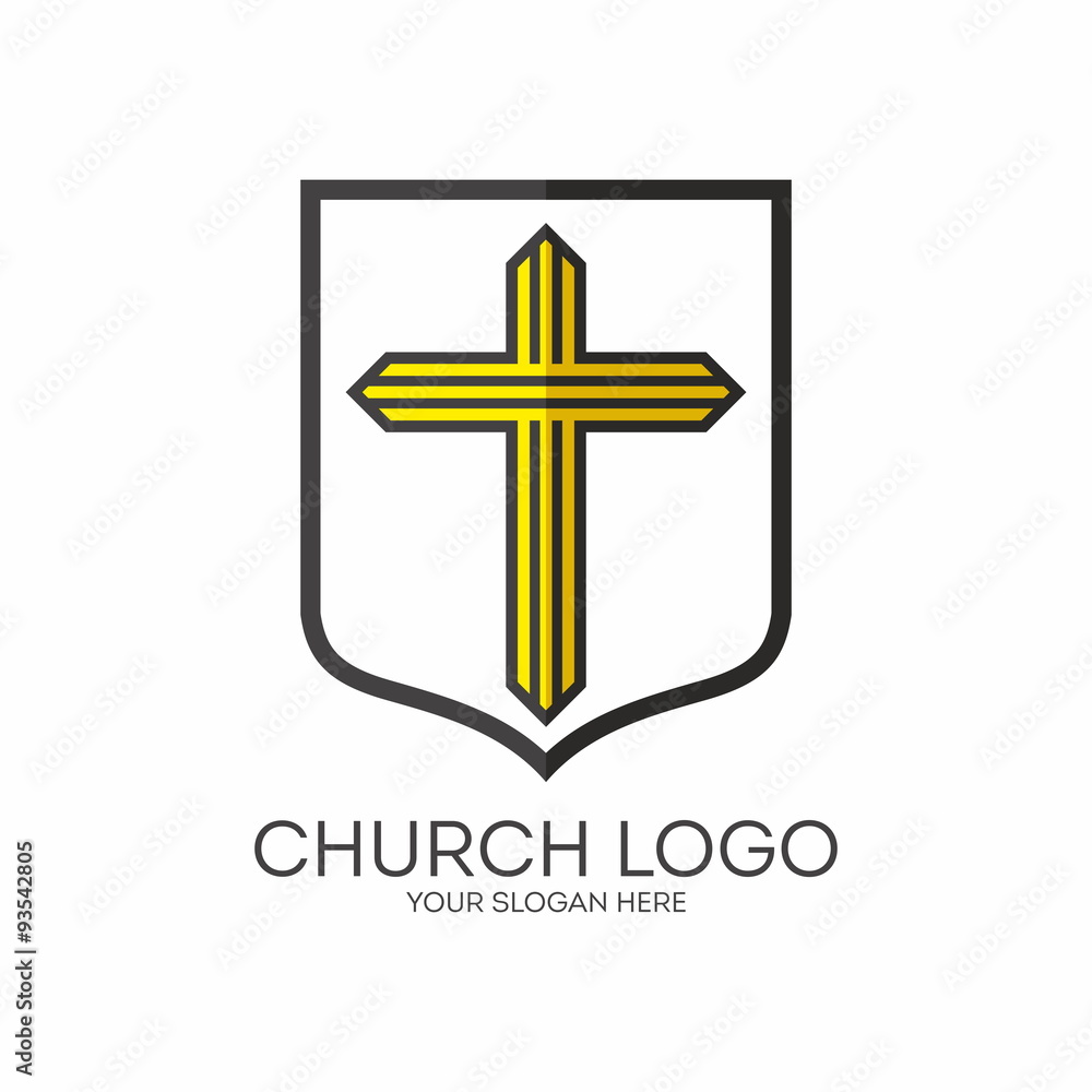 Fototapeta premium Church logo. Cross on a shield