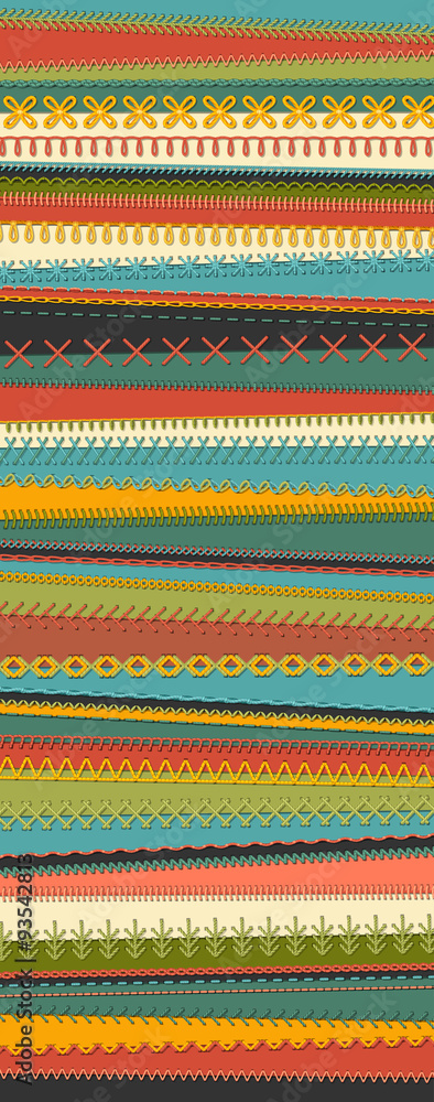 Sewing set on textile background. Sewing set on textile background.