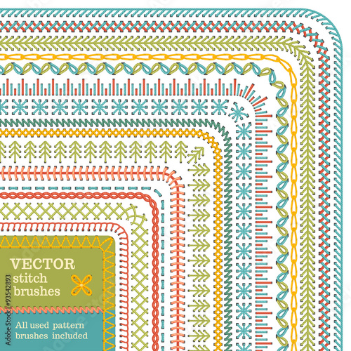 Vector set of seamless stitch brushes.