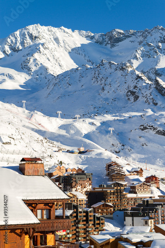 view of the Val Thorens ski resort of Three Valleys , France photo