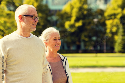 senior couple in city park