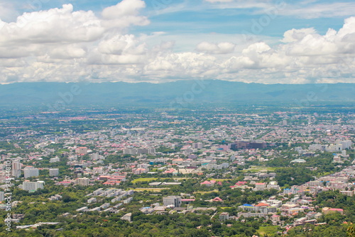 Top view of Chiang Mai town from viewpoint near Wat Phra That Doi Suthep, Chiang Mai province, Thailand